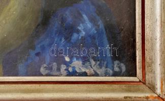 Czeizek György (1953-1980): Önarckép. Olaj, papír, jelzett, üvegezett keretben, 30×23 cm