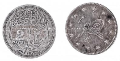 Vegyes: Egyiptom / Brit Protektorátus 1916. 2p Ag +  Oszmán Birodalom 1909. (1327/1) 2k Ag "V. ...