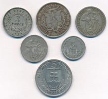 6db-os vegyes külföldi fémpénz tétel, érdekesebb darabokkal, közte Brit Nyugat-Afrika 1939KN 3pCu-Ni...