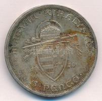 1938. 5P Ag "Szent István" T:2 patina 
Adamo.P8.1