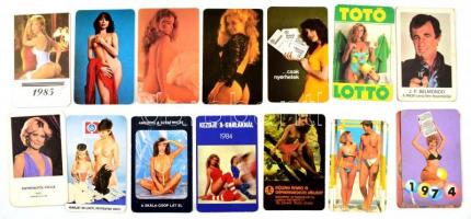 1974-2014 Vegyes nagyrészt hölgyeket ábrázoló kártyanaptár tétel, 15 db