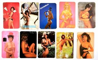 1983-1992 Vegyes meztelen hölgyeket ábrázoló kártyanaptár, 10 db