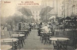 1911 Budapest II. Szent Lukács fürdő, Lukácsfürdői vendéglő és kávéház, pincérek (EK)