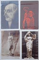 Kb. 60 db RÉGI motívum képeslap vegyes minőségben 4 db képeslapalbumban: hölgyek és erotikus / Cca. ...