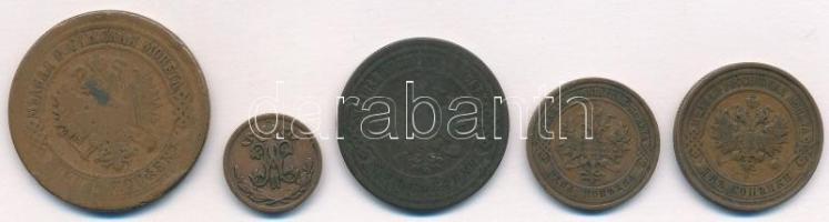 Orosz Birodalom 1875-1912. 1/2k-5k Cu (5xklf) T:2,2-,3
Russian Empire 1875-1912. 1/2 Kopek - 5 Kope...