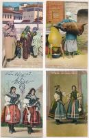 15 db RÉGI motívum képeslap: népviseletek / 15 pre-1945 motive postcards: folklore