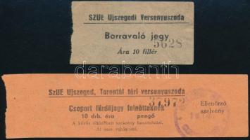 1914 SzUE Torontál téri versenyuszoda borravalójegy és csoport fürdőjegy, 2 db