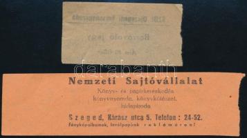 1914 SzUE Torontál téri versenyuszoda borravalójegy és csoport fürdőjegy, 2 db