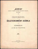 1891 Adria Magyar Tengeri Hajózási Részvénytársaság üzleti jelentése és zármérleg az 1890. évre