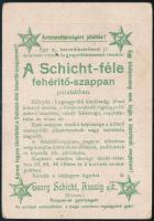 cca 1920-1940 Schicht-féle fehérítő szappan reklámkártya, a hátoldalán a budapesti Szent-István bazilikával, 8x11 cm