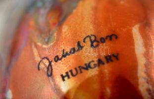 Jakab Bori (1933-2015): Mázas kerámia dísztojás, jelzett, egészen apró sérüléssel, m: 7 cm