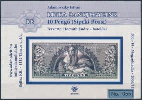 2006 Ritka bankjegyeink- 10 Pengő (Sipeki Bözsi) hátoldal emlék képeslap No 055