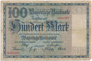 Németország / Weimari Köztársaság / Bajorország 1922. 100M T:III- Germany / Weimar Republic / Bavaria 1922. 100 Mark C:VG