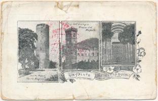 Cittaducale, Porta Napoli, Torre Angionia, Torre dellOrologio, Piazza del Popolo, Porta S. Agostino / gates and towers. Art Nouveau, floral (b)