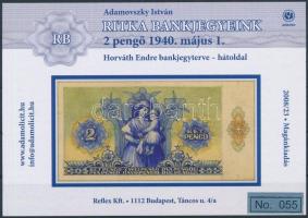 2008 Ritka bankjegyeink - 2 Pengő hátoldal emlék képeslap No 055