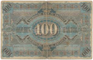 Német Államok / Szászország 1890. 100M T:III- 
German States / Saxony 1890. 100 Mark C:VG