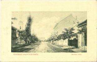 1915 Hajdúnánás, Bocskay (Bocskai) utca, templomok. W. L. Bp. 2137. Szűcs Lajos kiadása + Feldpost Laz.-Zug 10 (EK)