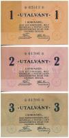 Budapest ~1920. 1K + 2K + 3K "Pester Lloyd" utalvány hátoldali bélyegző nélkül T:I fo. Hungary / Budapest ~1920. 1 Korona + 2 Korona + 3 Korona "Pester Lloyd" coupons backside without cancellation C:UNC spotted Adamo BUC-212.1.1;212.2.1;212.3.1