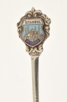 Ezüst(Ag) Istanbul zománcozott kanál, jelzett, h: 11 cm, bruttó: 10 g