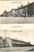 1914 Celldömölk, Pályaudvar, vasútállomás, külső és belső nézet. Özv. Nyulásné kiadása (EK)