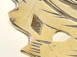 Ezüst(Ag) áttört leveles díszkanál, jelzett, h: 14,5 cm, nettó: 22,8 g