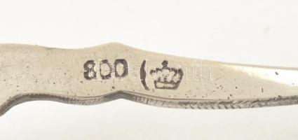 Ezüst(Ag) sajtvillácska, 2 db, jelzett, h: 10,8 és 11,1 cm nettó: 18 g