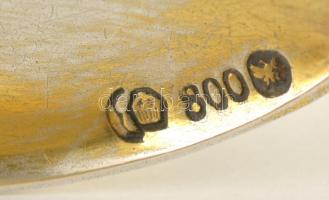 Aranyozott ezüst(Ag) díszes cukorcsipesz, jelzett, h: 11,4 cm, nettó: 24,7 g