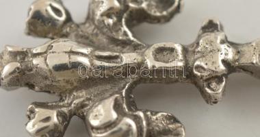 Ezüst(Ag) liliommintás mokkás kanál, 6 db, jelzett, h: 11,7 cm, nettó: 75,9 g