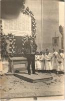 1925 Tápé (Szeged), I. világháborús emlék felavatási ünnepsége. photo (ragasztónyom / gluemark)