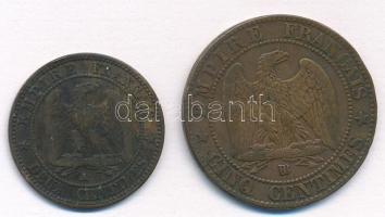 Franciaország / Második Császárság 1855A 2c Br + 1864BB 5c Br "III. Napóleon" T:2,2- ph.
...
