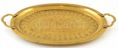 Díszes réz kínáló tálca 46x27 cm