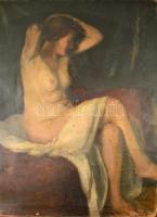 Bertalan jelzéssel: Ülő női akt. Olaj, vászon (hibás), 123×95 cm