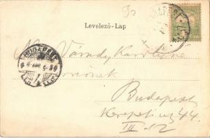 1903 Brassó, Kronstadt, Brasov; Árpád szobor, Millenniumi emlékmű. Magyar zászlós litho keret / Mill...