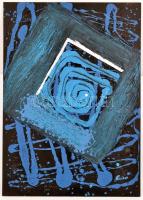 Czibor Ildikó (1969- ): Galaktikum. Akril, farost, jelzett, 70×50 cm
