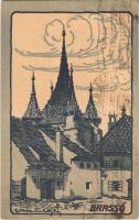 1922 Brassó, Kronstadt, Brasov; Katalin-kapu, a XV. század elején épült, ma már befalazott Katalin-kapu Brassó régi erődítményeinek egyik utolsó maradványa. Kiadja a Magyar Jövő / Poarta Ecaterinei / gate, artist signed (EK)