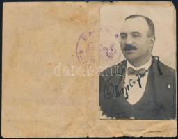 1919 Bp., Román megszállók által kiállított fényképes igazolvány