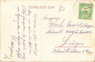 1908 Vinga, Bánfi Béla üzlete és vendéglője, étterem belső. A lapon Bánfi Béla és felesége levele / ...