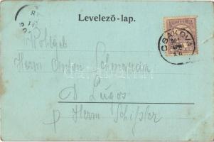 1901 Csák, Csákova, Ciacova; Röm. Kath. Pfarrkirche / Római katolikus plébániatemplom, üzlet. Mester...