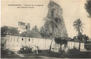 Puducherry, Pondichéry; Entrée de la pagode des Chettys-Covil / Entrance to the Chettys-Covil pagoda