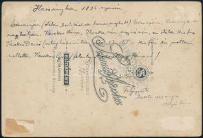 1895 Illyés János családja Harsányban, keményhátú fotó Schmidt Ágoston műterméből, 11×16,5 cm