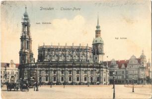 Dresden, Theater Platz, Kgl. Schloss, Kath. Hofkirche / theatre square, castle, church (Rb)