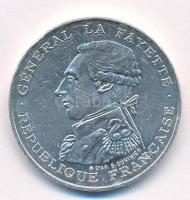 Franciaország 1987. 100Fr Ag Lafayette tábornok születésének 230. évfordulója T:1- ph. France 1987. 100 Francs Ag 230th Anniversary - Birth of General Lafayette C:AU edge error Krause KM#962