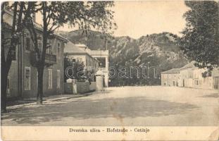 1917 Cetinje, Cettigne; Dvorska ulica / Hofstrasse / street + K.u.K. Militärstationskommando Cettinje (EK)