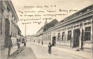 1907 Szászváros, Broos, Orastie; utca / street view (kis szakadás / small tear)