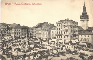 Brno, Brünn; Parnas, Krautmarkt, Rathausturm / market, town hall, shops