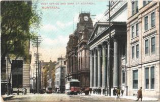 1908 Montreal, Post Office and Bank of Montreal, trams (small tear)