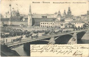 1903 Moscow, Moskau, Moscou; Pont Moscoworetzky / Bolshoy Moskvoretsky Bridge, Kremlin, horse-drawn carriages. Knackstedt & Näther (EK)