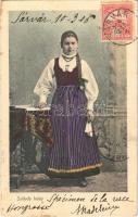 1906 Székely leány, erdélyi folklór / Transylvanian folklore, Székely girl in traditional costume. TCV card (fl)