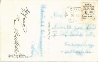 Szárazd, Falu látképe, községháza, templom a lelkészlakkal (ragasztónyom / gluemark)