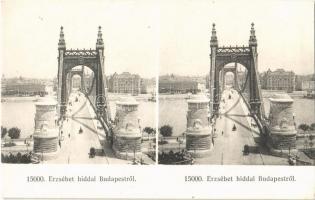 Budapest, Erzsébet híd. Würthle & Sohn Nachfolger sztereó képeslap / stereo postcard